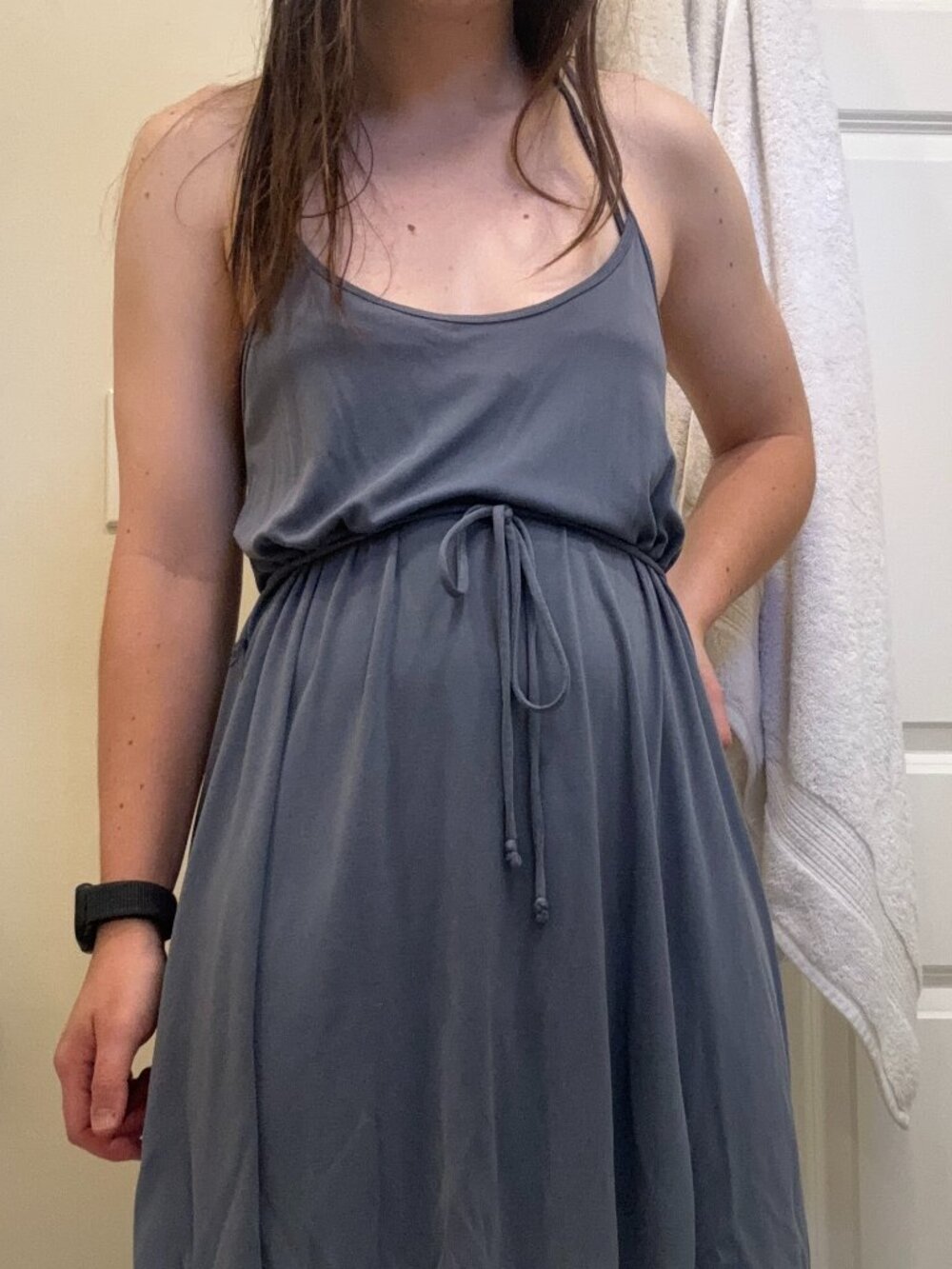 Abercrombie & Fitch Blue-Gray Drawstring Midi Dress